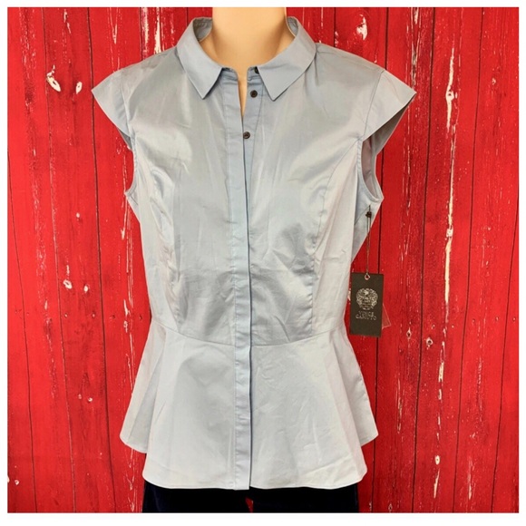 Vince Camuto Cap Sleeve Peplum Shirt Top XS NWT - Picture 2 of 8